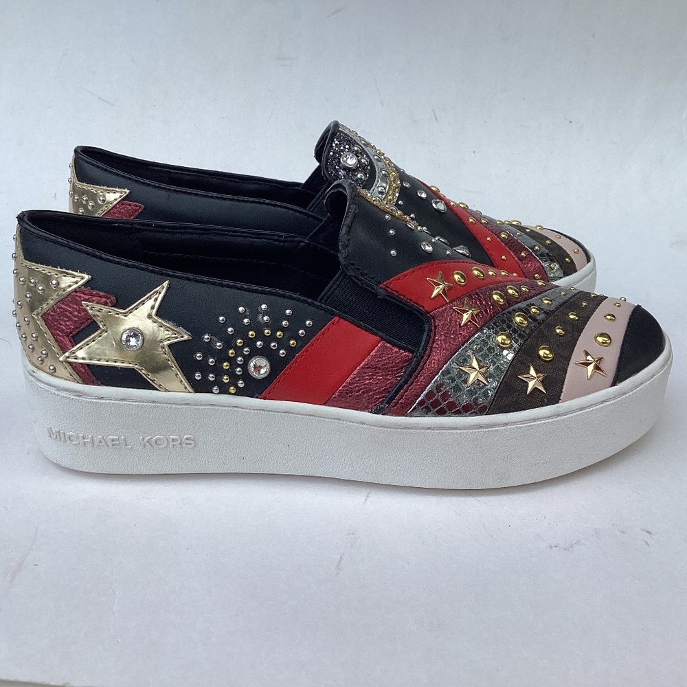 MICHAEL KORS Trent Embellished Mettallic Loafers  Size 5.5